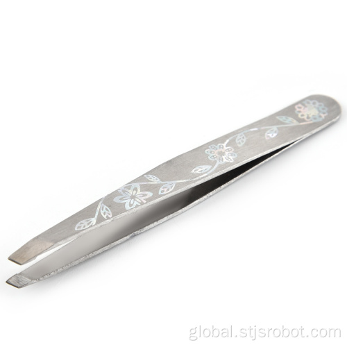 China Hot sell women beauty cosmetic tools custom stainless steel slant tip eyebrow tweezers Supplier